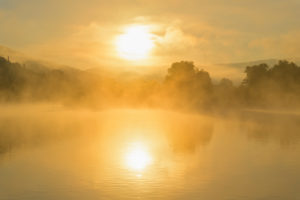 River Main with fog at sunrise, Miltenberg, Spessart, Franconia, Bavaria, Germany River Main with fog at sunrise, Miltenberg, Spessart, Franconia, Bavaria, Germany